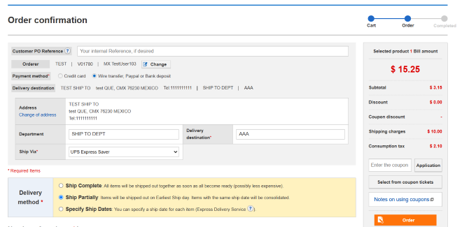 Handling Fee Example