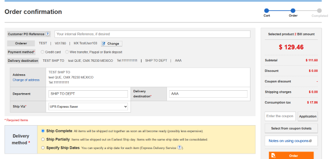 Handling fee Discount Example