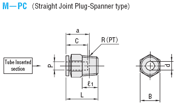QUICK-FITTING  JOINTS  FOR  MOLD  COOLING  -STANDARD  TYPE  (HEAT-RESISTANT  60degree  SERIES)  /STRAIGHT  JOINT  PLUG/FOR  SPANNER  INSTALLATION-:Related Image