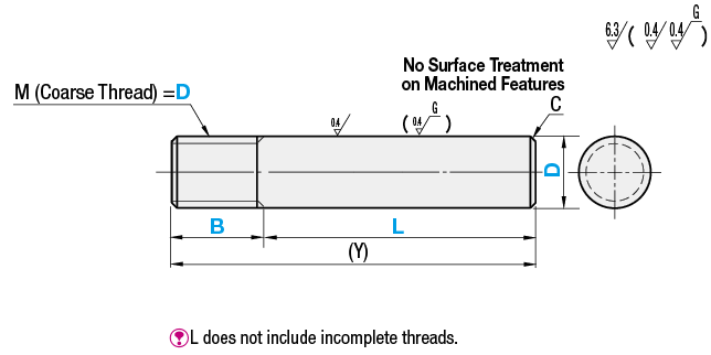 Precision Linear Shafts - Thread Dia. Equal to Shaft Dia.:Related Image