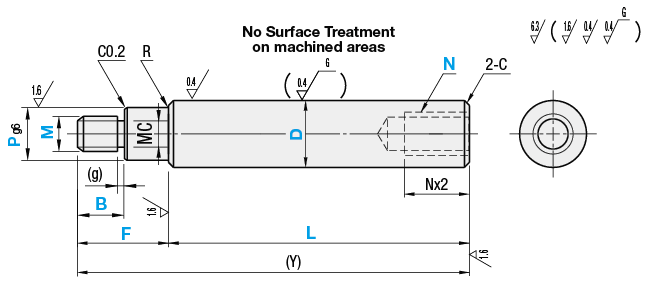 Precision Linear Shafts - One End Stepped and Threaded One End Tapped:Related Image