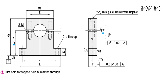 Shaft Supports - T - Shaped, Side Slit - Precision:Related Image