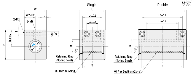 Oil Free Bushing Pillow Block - Tall Block, Compact, Single Type:Related Image