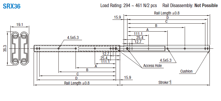 Telescopic Slide Rails - Medium Load, Steel, Three Step Slide:Related Image