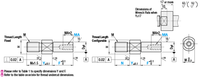 Cantilever Shafts - Standard, Threaded, with Tapped End:Related Image