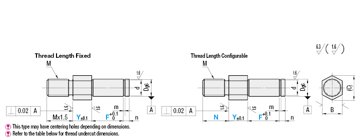 Cantilever Shafts - Hexagon, Threaded, with Retaining Ring Groove:Related Image