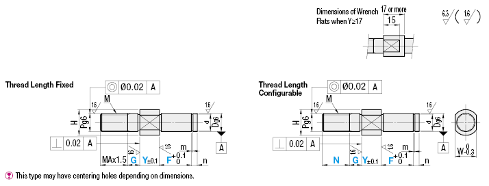Cantilever Shafts - Pilot Type - Standard, Threaded, with Retaining Ring Groove:Related Image
