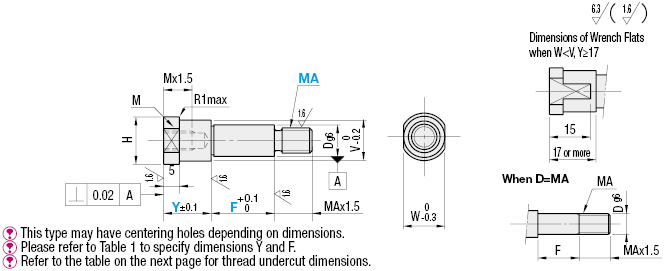 Cantilever Shafts - Bolt Mount Type - Stepped, with Threaded End:Related Image