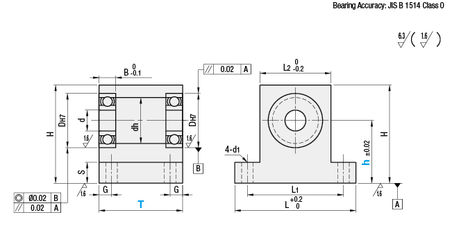 Low Dust Raise Greased Bearings with Housings - T-Shaped, Double Bearings, Un-retained:Related Image