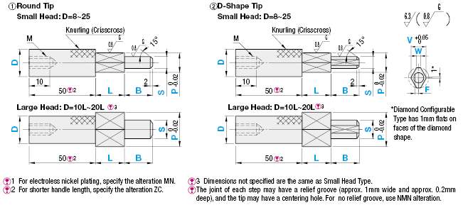 Slot Pins for Inspection Jigs - Stepped Diamond - Straight Type:Related Image
