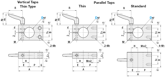 Strut Clamps- Parallel Tapped, Clamp Lever:Related Image