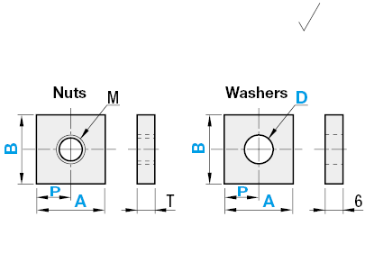 Square Washers&Nuts - with One Clearance Hole:Related Image