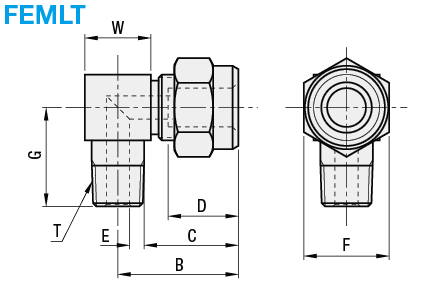 Fluororesin Couplings - 90 Deg. Elbow, Threaded:Related Image