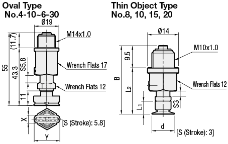 Vacuum Fittings - Oval / Thin Object, Direct Mount Spring, S-Shape:Related Image