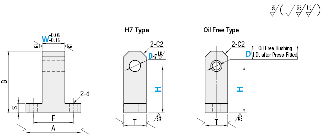 Hinge Bases - T-Shaped, Standard / Oil-Free:Related Image