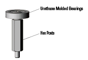 Silicon Rubber / Urethane Molded Bearings - Flat, with Threaded Shaft:Related Image