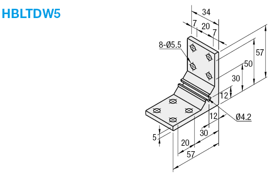 Brackets - 5 Series, Thick Brackets, 2 Slots, 8 Holes:Related Image