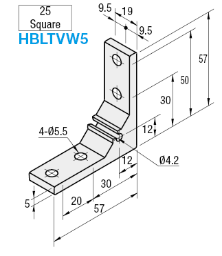 Brackets - 5 Series, Thick Brackets, 1 Slot, 4 Holes:Related Image