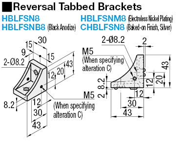 Brackets - 8 Series, Reversal Brackets, with Tab:Related Image