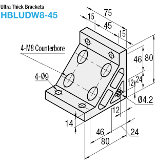 Brackets - 8-45 Series, Thick Brackets, 2 Slots, 8 Holes:Related Image
