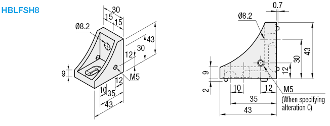 Brackets - 8 Series, Brackets with Slotted Hole On One Side:Related Image