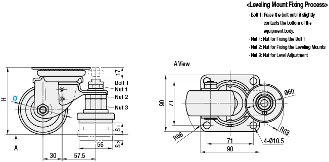 Casters with Adjustment Pads - Heavy Load Type:Related Image
