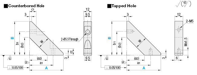 Gussets- Bridge Type, Tapped Hole:Related Image