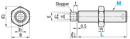 Stopper Bolts With Bumpers- Straight Type:Related Image