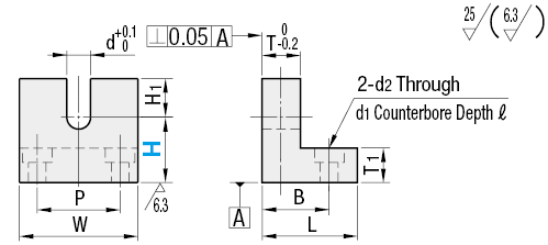 Blocks for Adjusting Bolts- L-Shaped, H Selectable:Related Image
