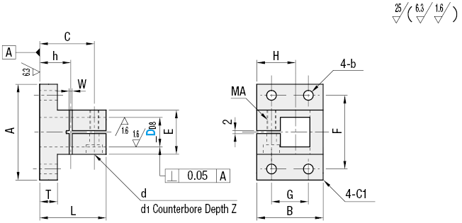 Brackets for Device Stands - Parallel Square Hole:Related Image