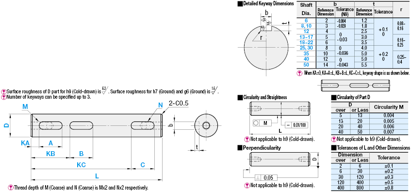 Rotary Shafts - Both Ends Tapped with Key Grooves:Related Image