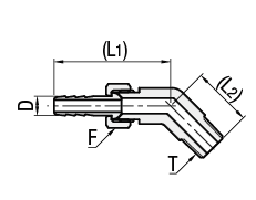 Fittings for Hoses - 45 Deg. Elbow, Threaded / Barbed:Related Image