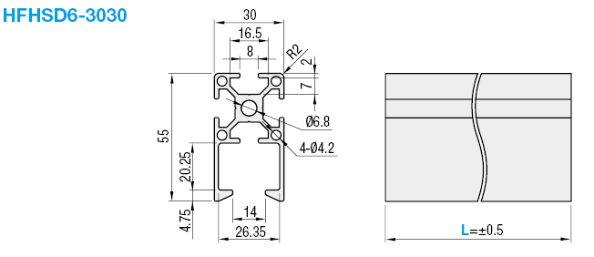 3030 Aluminum Extrusion Profile, 3D CAD Model Library