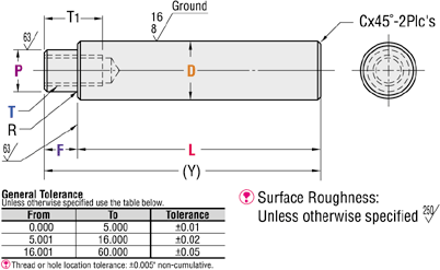 Precision Linear Shafts - One End Stepped and Tapped (INCH):Related Image