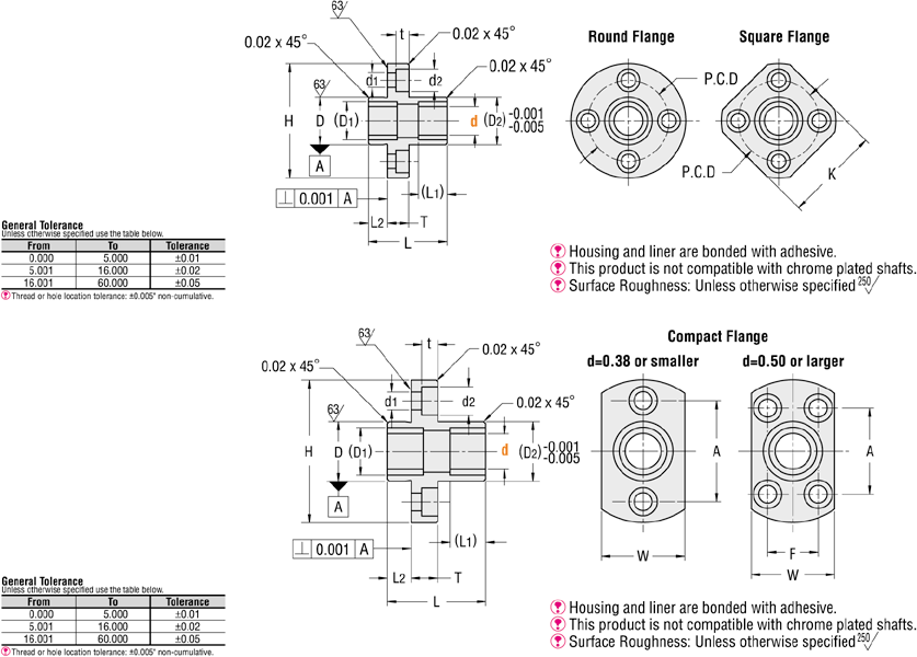 Simplicity Liner Flanged Bushings - With Pilot, Short:Related Image