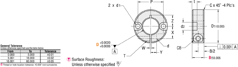 Shaft Collars - Clamp, With Counterbored Side Mounting Holes:Related Image