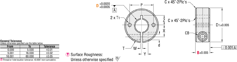 Shaft Collars - Clamp, 2 Taps:Related Image