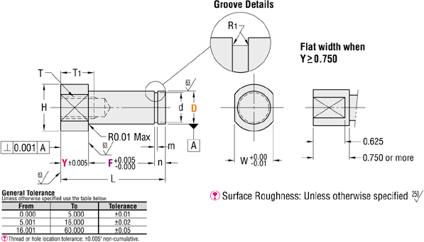 Cantilever Shafts - Inch, Tapped Shafts, Retaining Ring Groove:Related Image