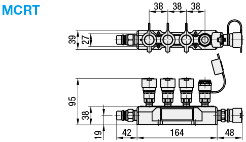 Air Couplers - Manifold, 4 Socket Outlets, 1 Socket Inlet, 1 Plug Inlet:Related Image