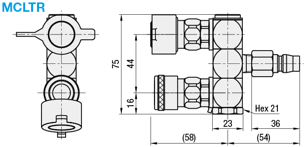 Air Couplers - Manifold, Swivel, 2 Sockets, 1 Plug:Related Image