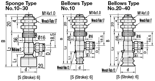 Vacuum Fittings - Sponge / Bellows, Spring Type, L-Shape:Related Image
