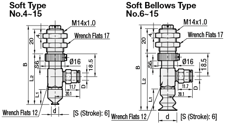 Vacuum Fittings - Soft / Soft Bellows, Spring Type, L-Shape:Related Image