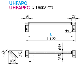 [External] Aluminum Pipe Handles (Small Diameter) -Offset-:Related Image