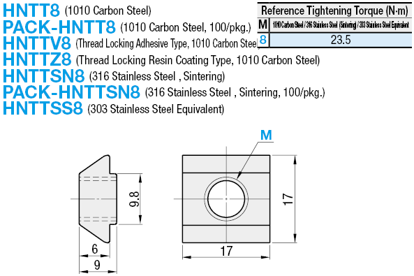 Pre-Assembly Fitting Nuts -For HFS8 Series Aluminum Extrusions-:Related Image