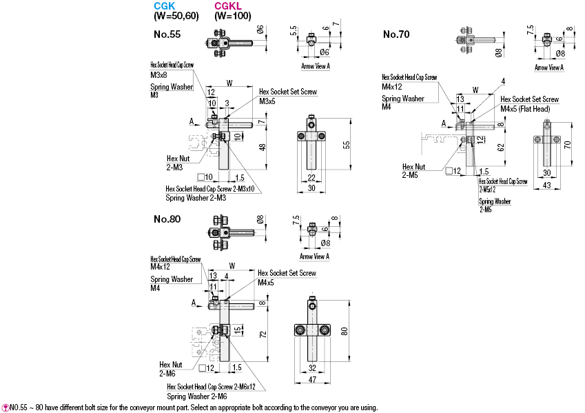 Miniature Conveyor Guide Rail Brackets - Standard:Related Image