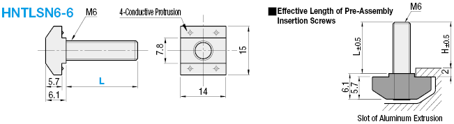 HFS6 Series, Pre-Assembly Insertion Screws for Square Aluminum Extrusion: