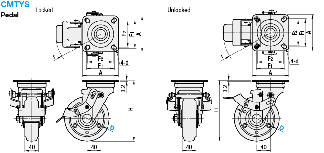 Casters - Safety Pedal Type:Related Image