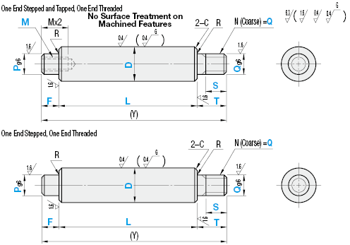 Precision Linear Shafts - One End Stepped and Tapped One End Threaded:Related Image