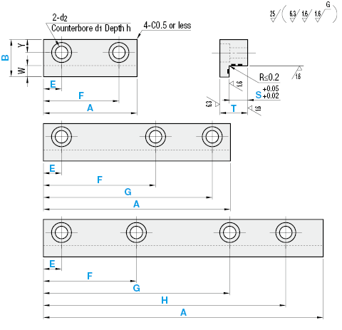 L-Gibs - Copper - Length and Screw Pitch Configurable:Related Image