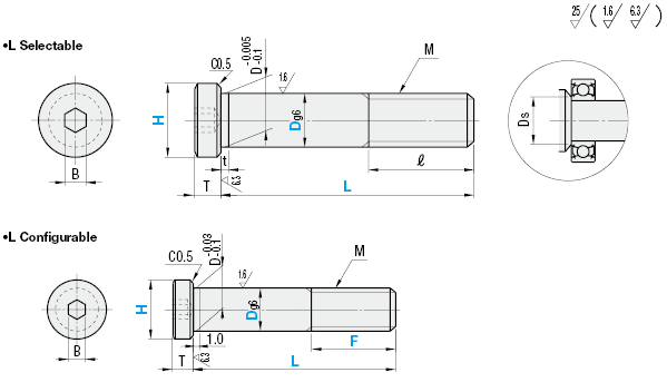 Bearing Shaft Screws - Selectable Length:Related Image